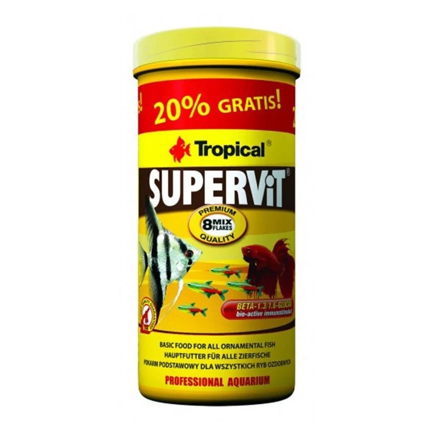 Tropical Supervit Flake Pul Balık Yemi 250 ml + % 20 Bonus 60 gr Tropical Supervit Flake Pul Balık Yemi 250 ml + % 20 Bonus 60 gr